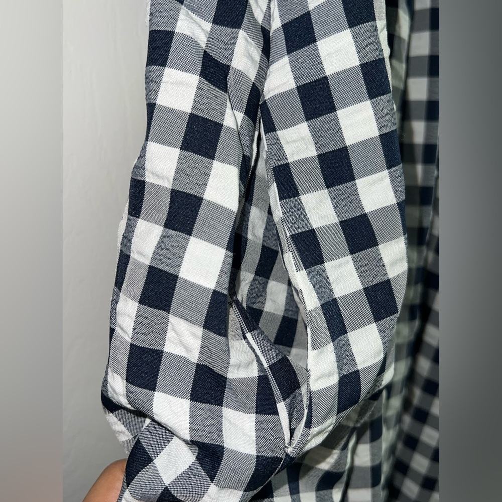 Chouyatou Navy & White Gingham Cottagecore Smocked Shirred Maxi Dress Medium - Picture 6 of 10